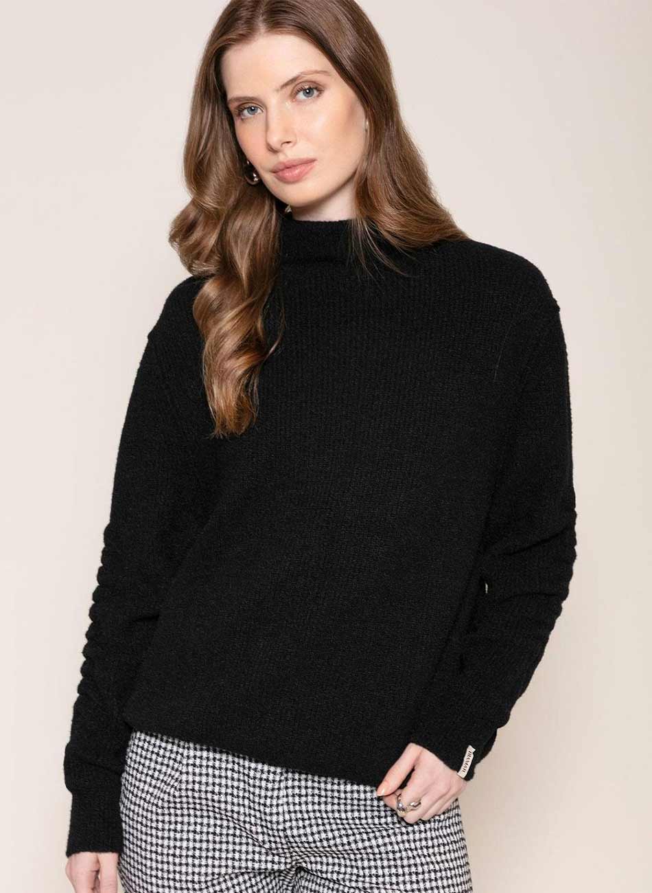 Blusa Canelada Fio Pluma Preto Biamar - Foto 1