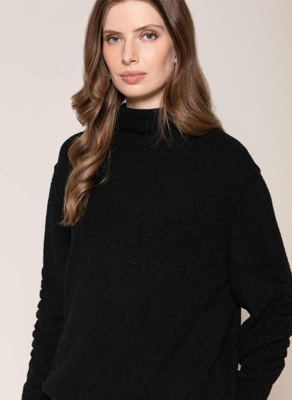 Blusa Canelada Fio Pluma Preto Biamar - Foto 2