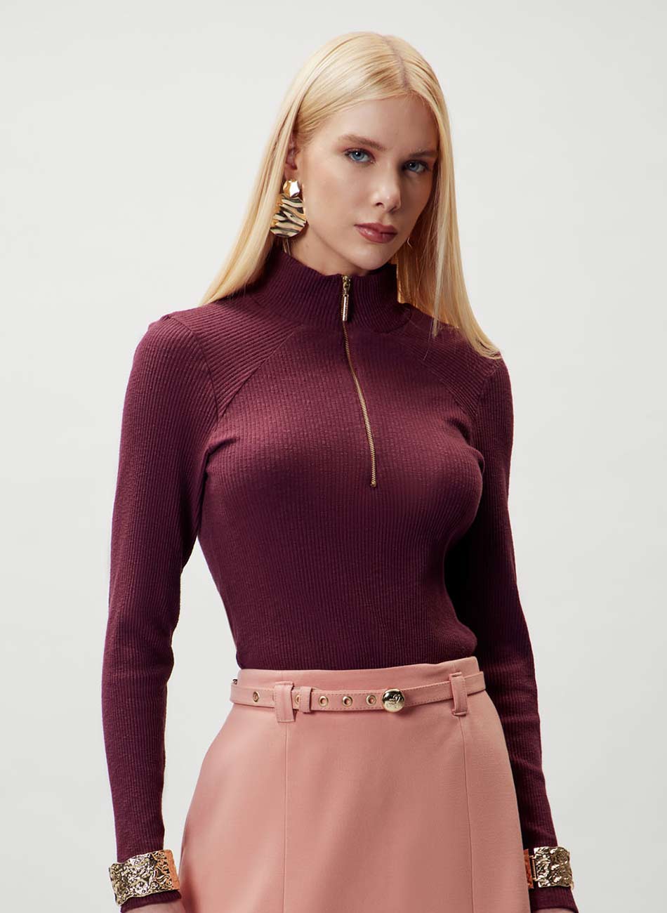 Blusa Justa Malbec Flor de Lis - Foto 2