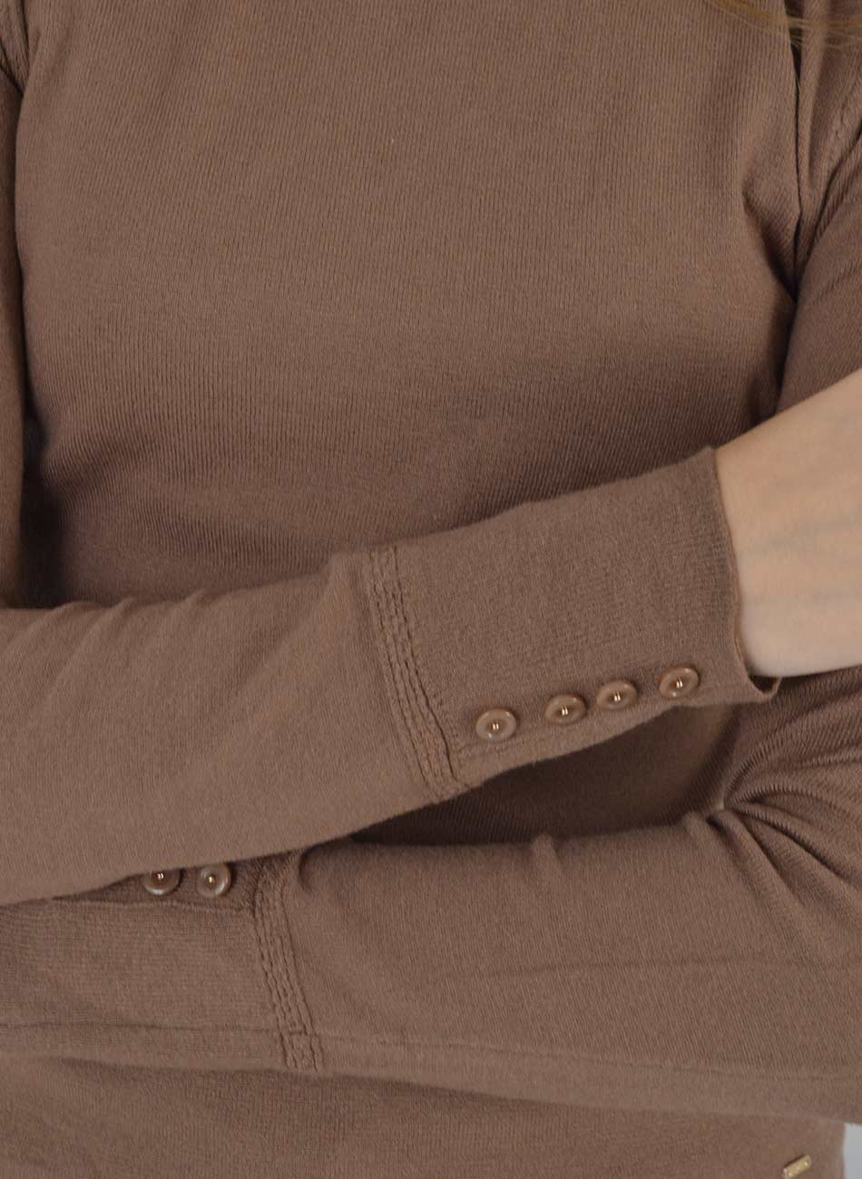 Blusa B�sica Tricot Gola Alta Cor Tiramissu Alpelo  - Foto 2