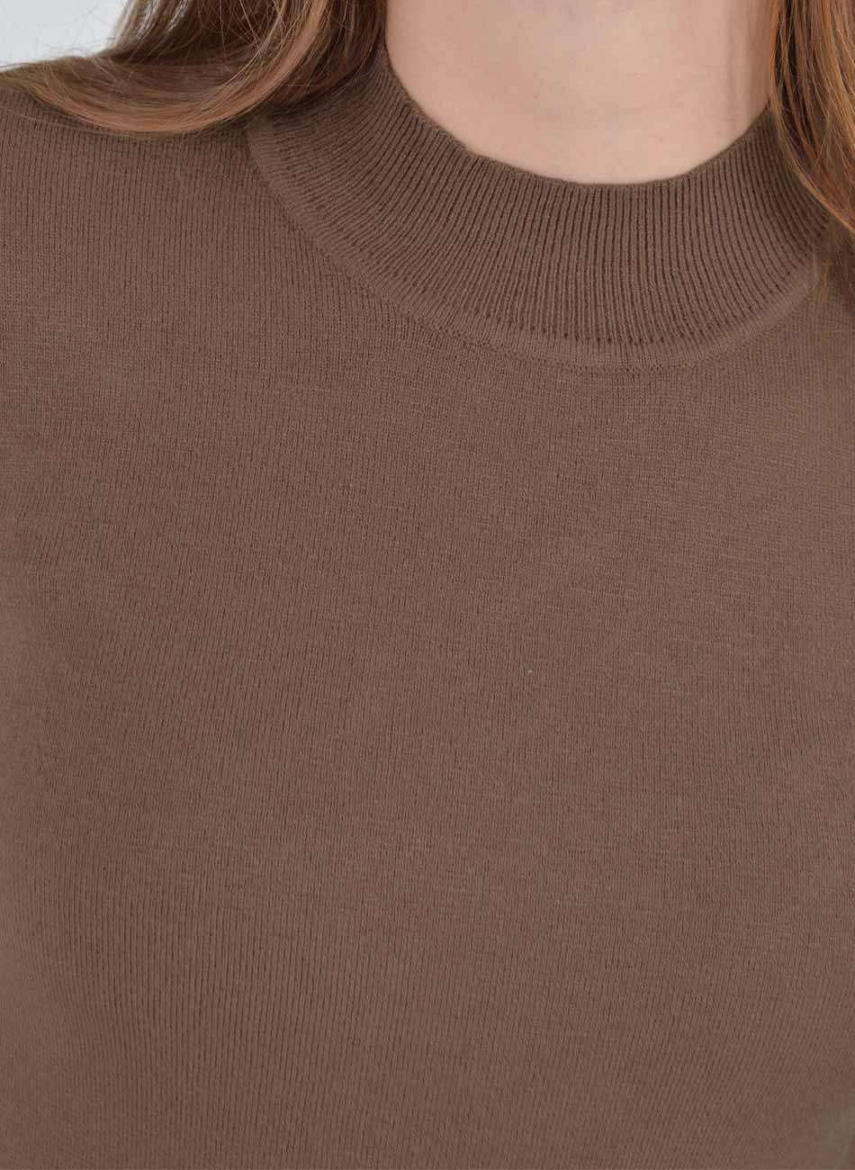 Blusa B�sica Tricot Gola Alta Cor Tiramissu Alpelo  - Foto 3