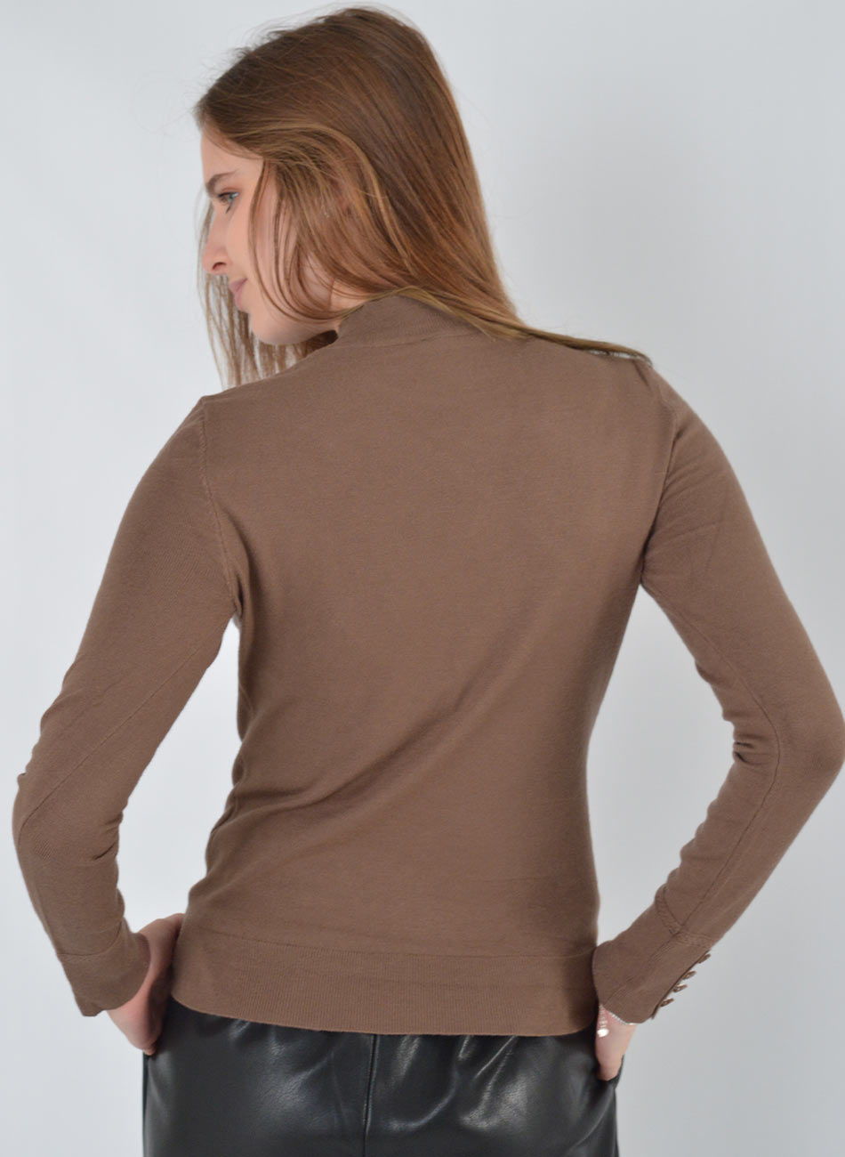 Blusa B�sica Tricot Gola Alta Cor Tiramissu Alpelo  - Foto 4