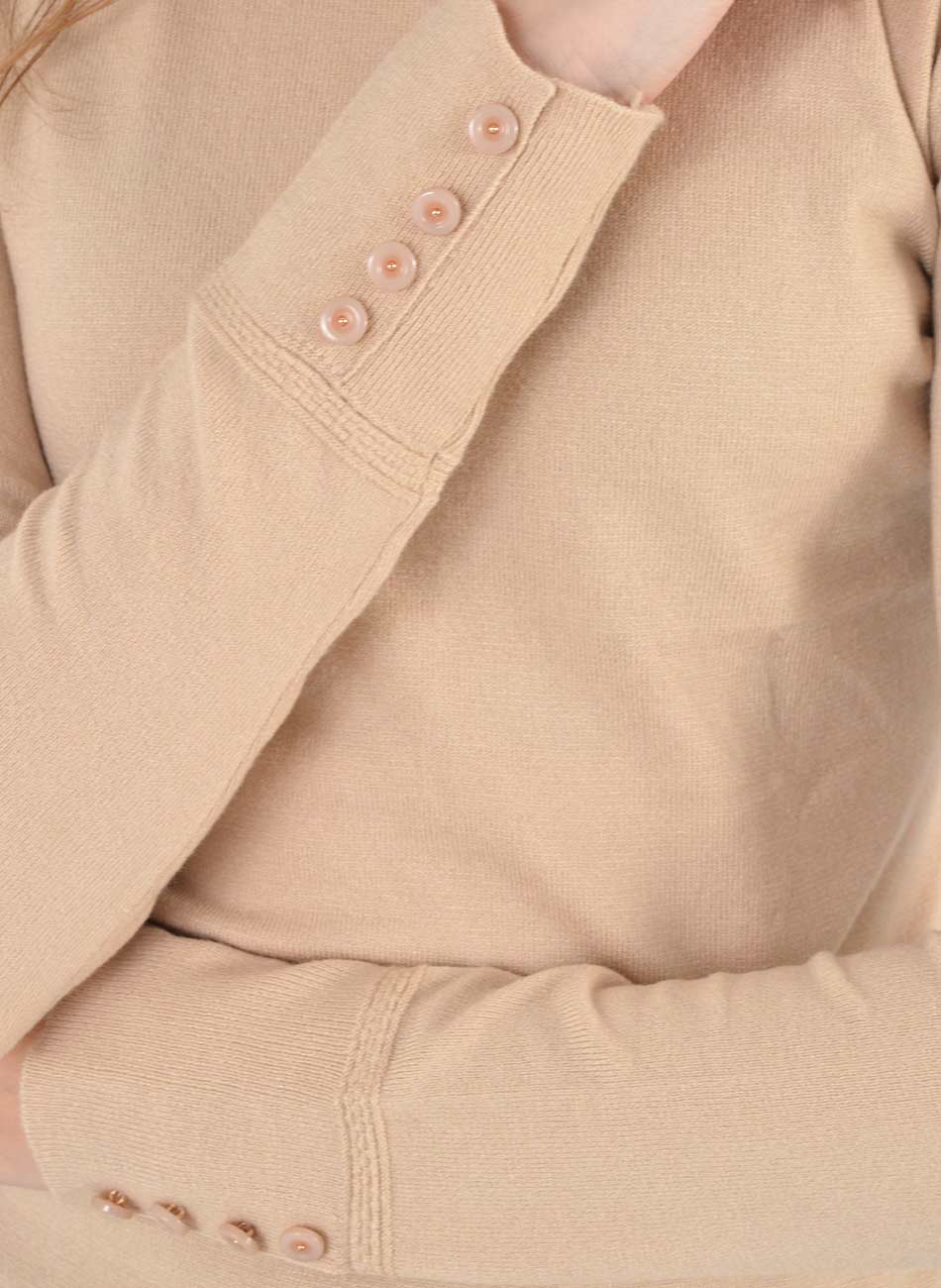 Blusa B�sica Tricot Gola Alta Cor Cru Alpelo  - Foto 2