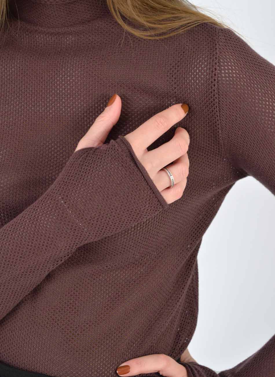 Blusa Telada Chocolate Gida Malhas  - Foto 3