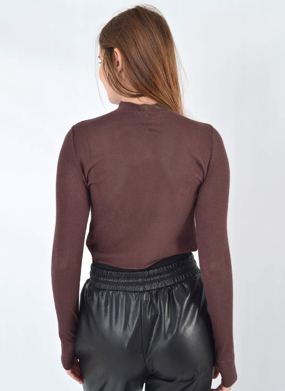 Blusa Telada Chocolate Gida Malhas  - Foto 4