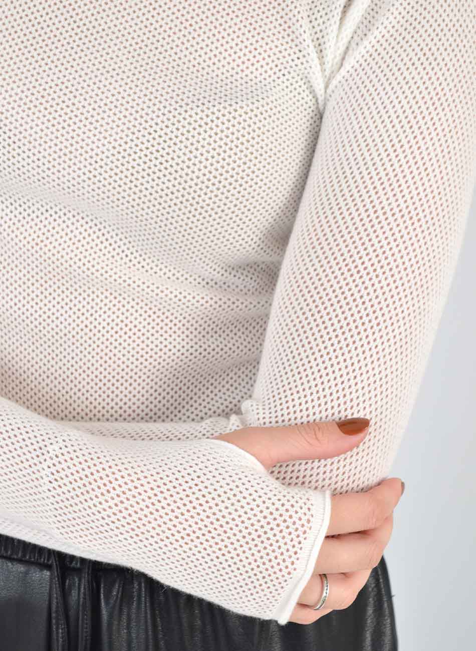 Blusa Telada Off White Gida Malhas  - Foto 2