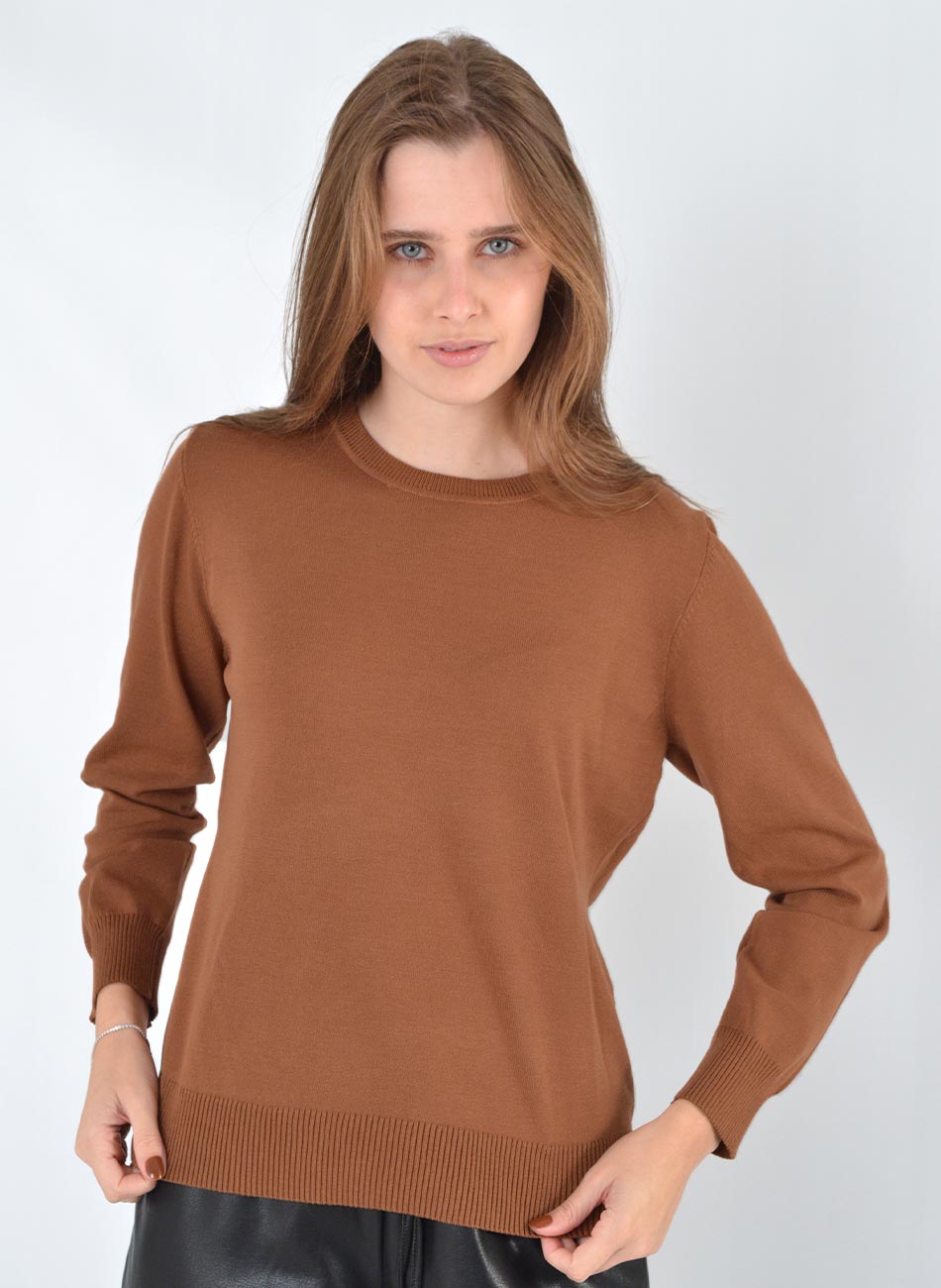 Blusa B�sica em Tricot Camel Tribeca - Foto 1