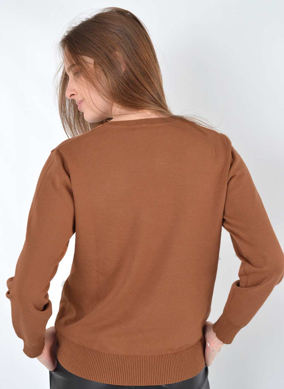 Blusa B�sica em Tricot Camel Tribeca - Foto 3