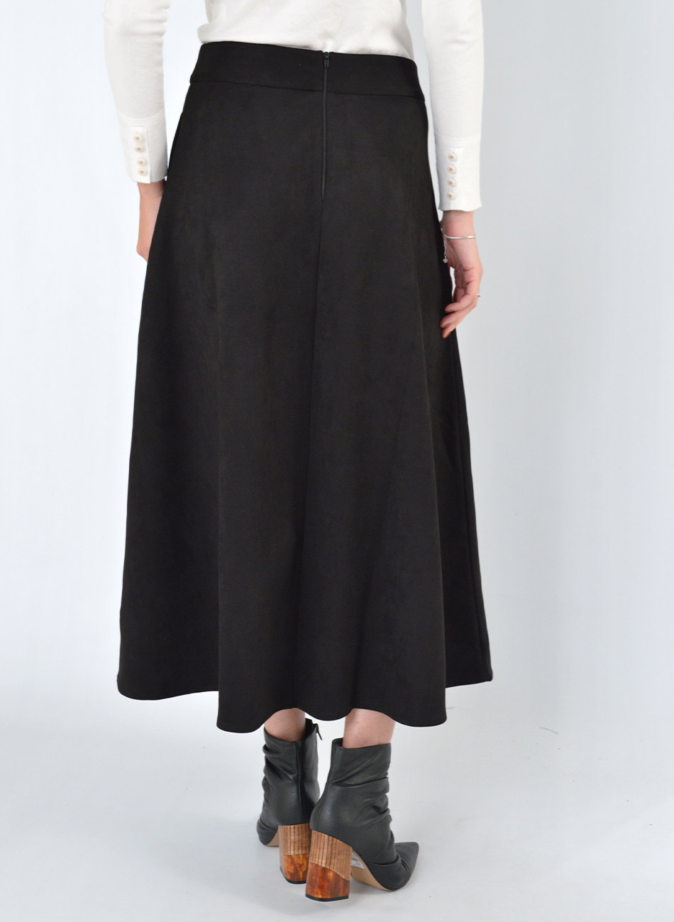 Saia Suede Midi Gode Preto Innocence - Foto 5