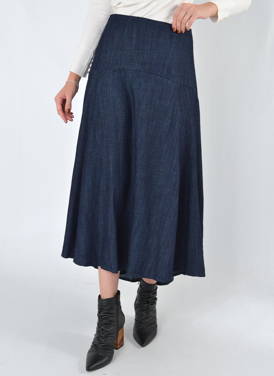 Saia Midi Jeans Gode Elanova - Foto 1