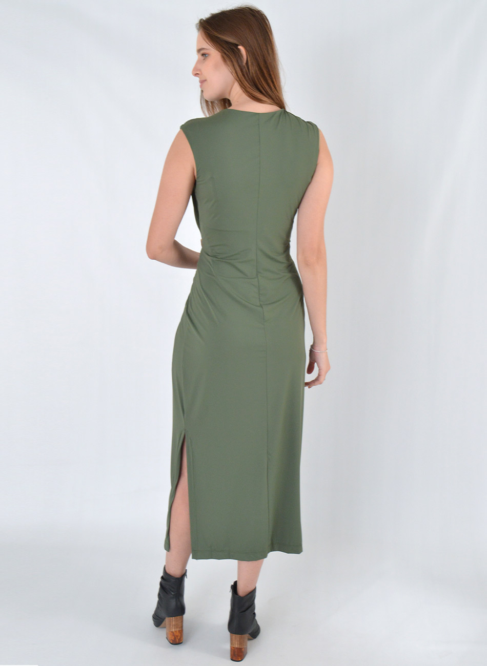 Vestido Midi Festa Verde Militar Aramodu - Foto 3