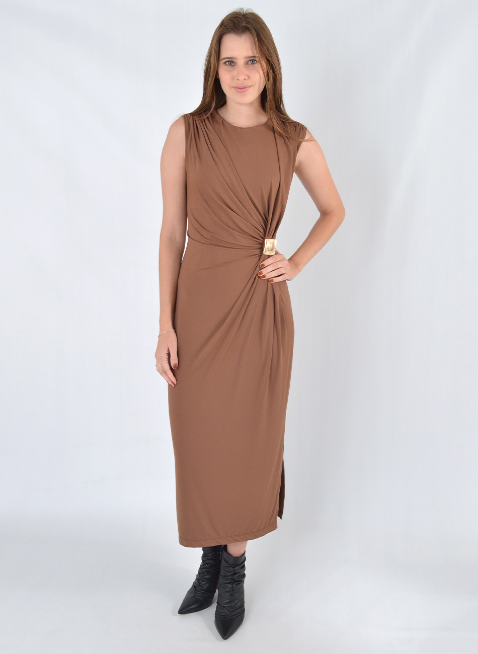 Vestido Midi Festa Marrom Aramodu - Foto 1