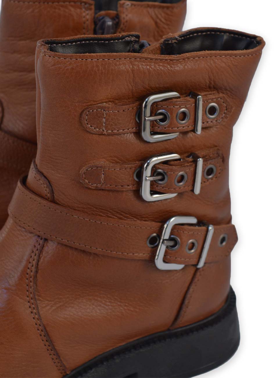 Bota Biker Pelica Conhaque Mezzo Punto - Foto 2