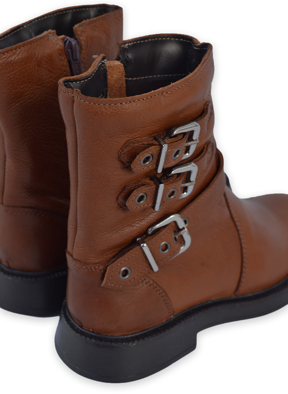 Bota Biker Pelica Conhaque Mezzo Punto - Foto 4