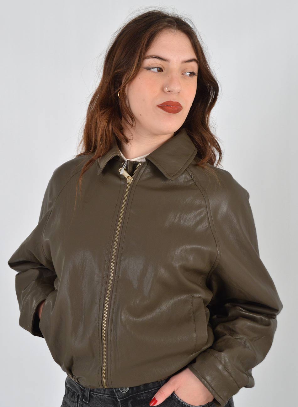 Jaqueta Bomber PU Cor Oliva Pellini - Foto 1