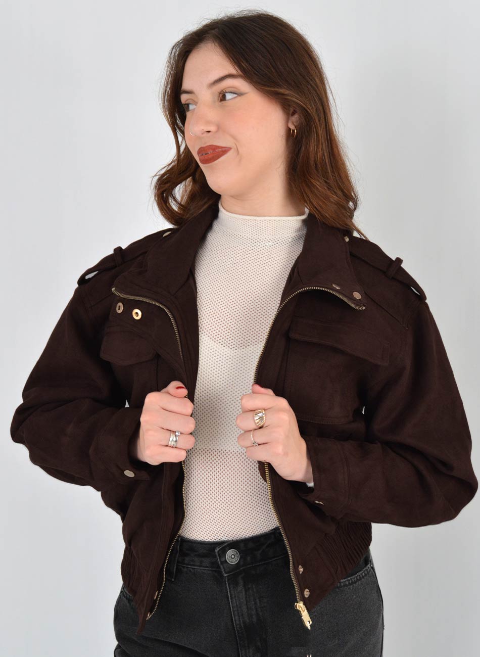 Jaqueta Bomber Suede Cafe Pellini - Foto 4