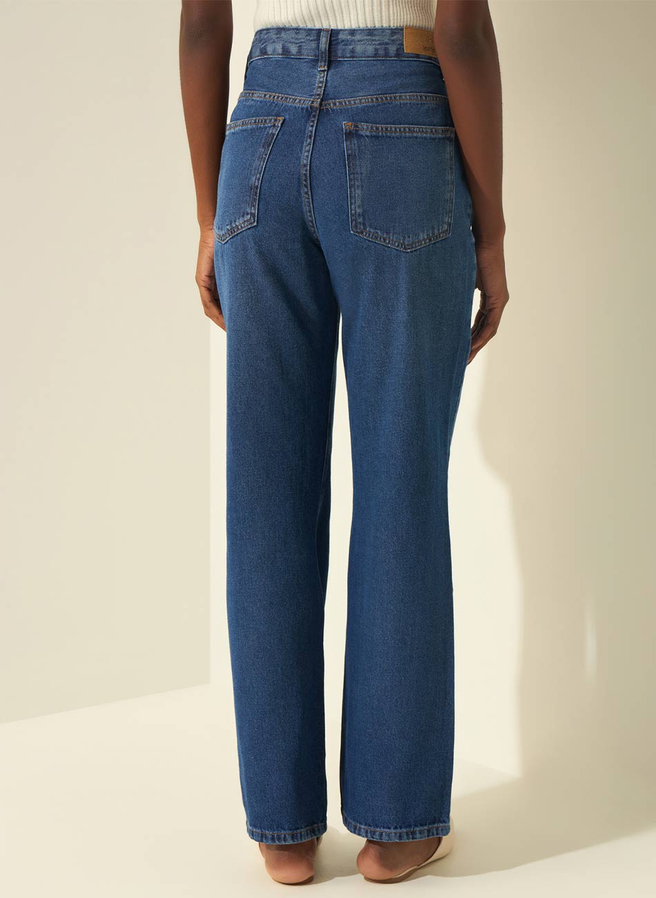 Cal�a Reta Jeans Com Cintura Alta Lez a Lez - Foto 2