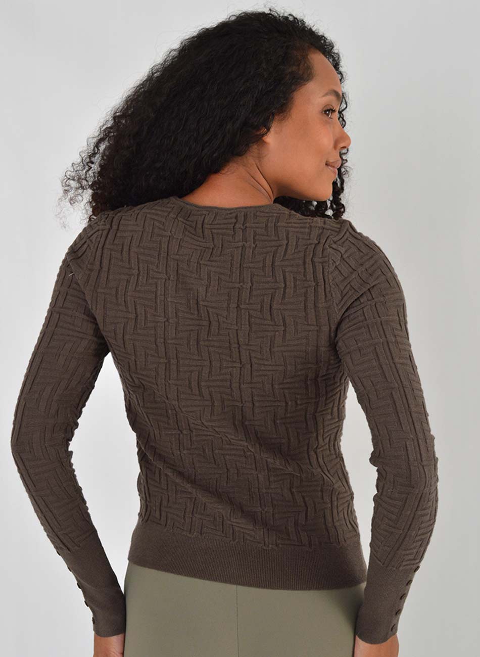 Blusa Modal Promo Alpelo Bot�es Punho Marrom - Foto 3