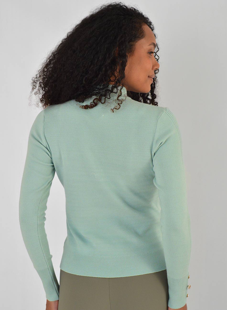 Blusa B�sica Promo Alpelo Verde �gua Gola - Foto 3