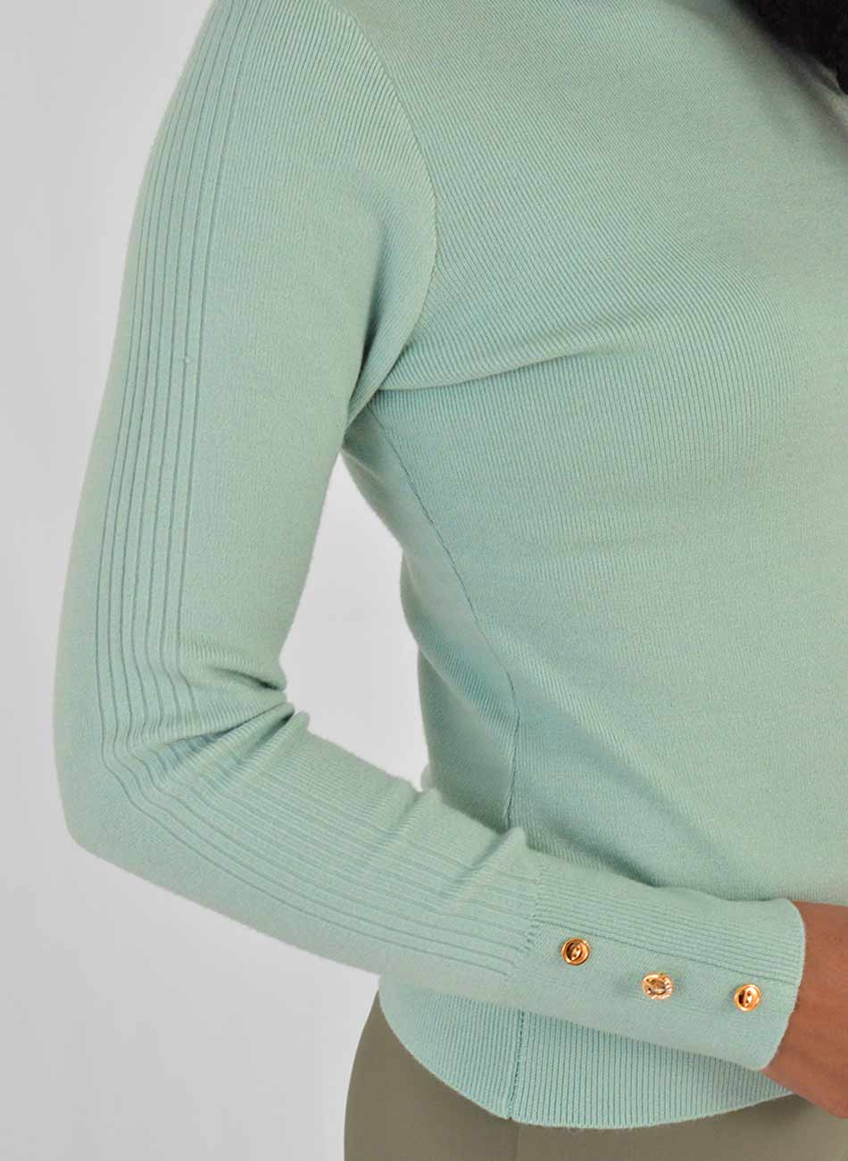 Blusa B�sica Promo Alpelo Verde �gua Gola - Foto 4
