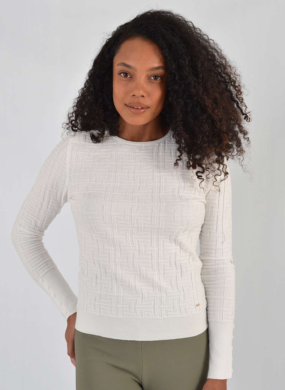 Blusa Modal Promo Alpelo Bot�es Punho Branca  - Foto 1