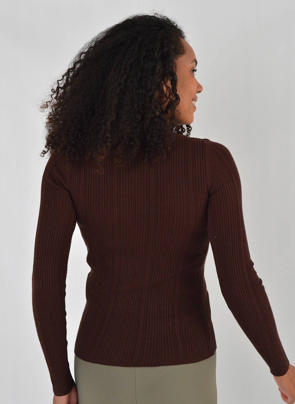 Blusa B�sica Canelada Promo Alpelo Marrom - Foto 2
