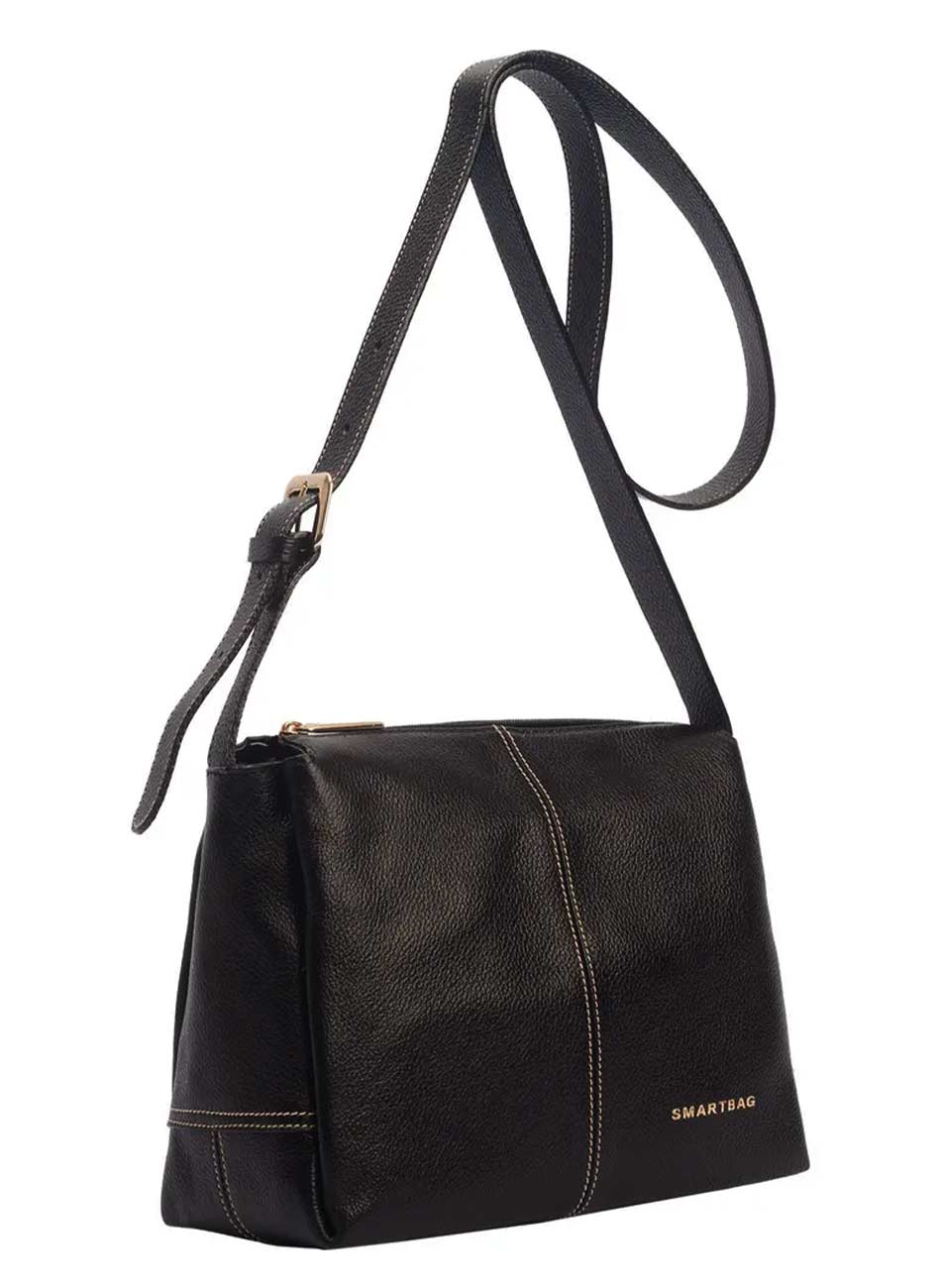 Bolsa Transversal Couro Preto Smartbag  - Foto 2