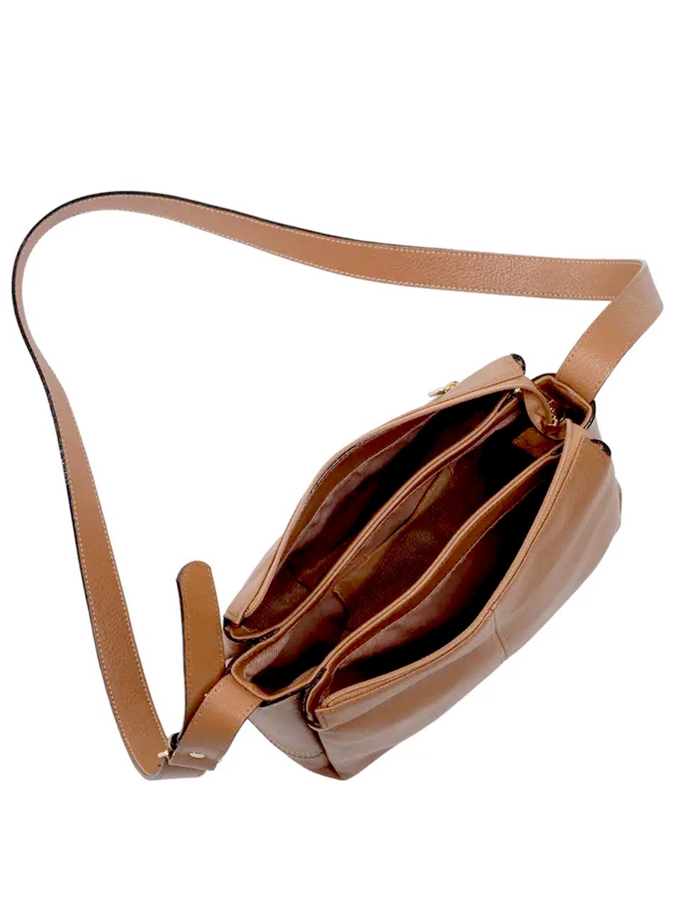 Bolsa Transversal Couro Caramelo Smartbag - Foto 4