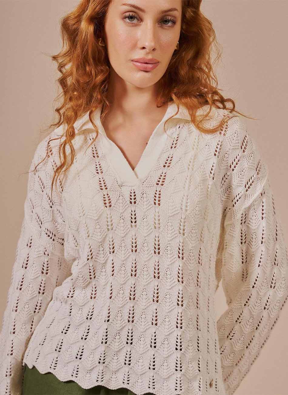 Blusa Polo Tricot Ponto Leque Biamar Algod�o - Foto 2