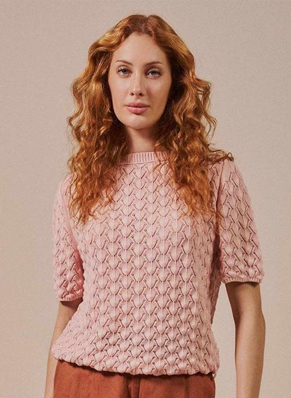Blusa em Ponto Vazado Biamar Rose - Foto 1