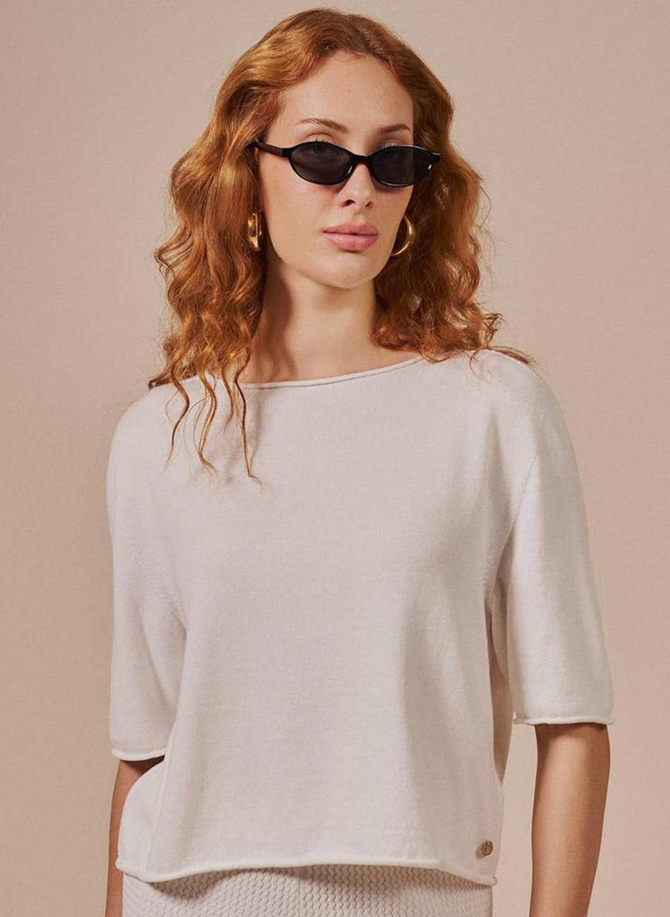 Blusa B�sica Decote Canoa Biamar Algod�o - Foto 1