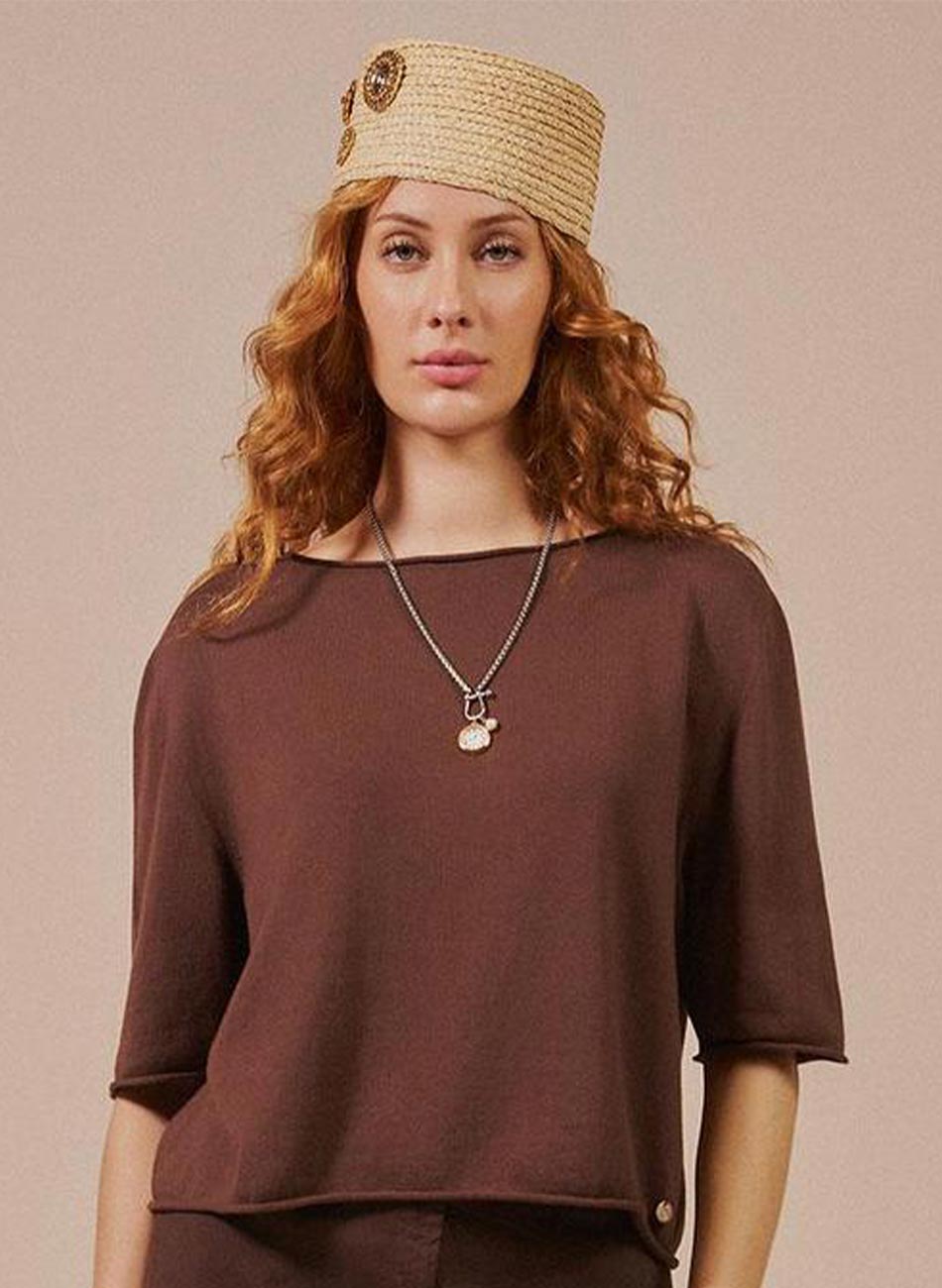 Blusa B�sica Decote Canoa Biamar Cacau - Foto 2