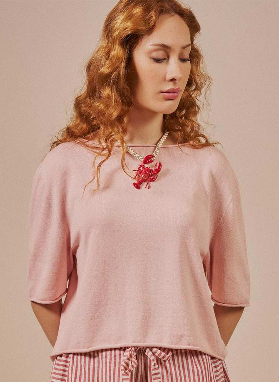 Blusa B�sica Decote Canoa Biamar Rose - Foto 2
