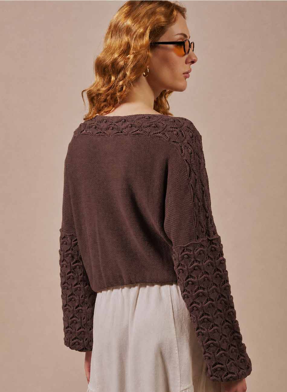 Blusa Tricot Ponto Ostra Biamar Cacau - Foto 3