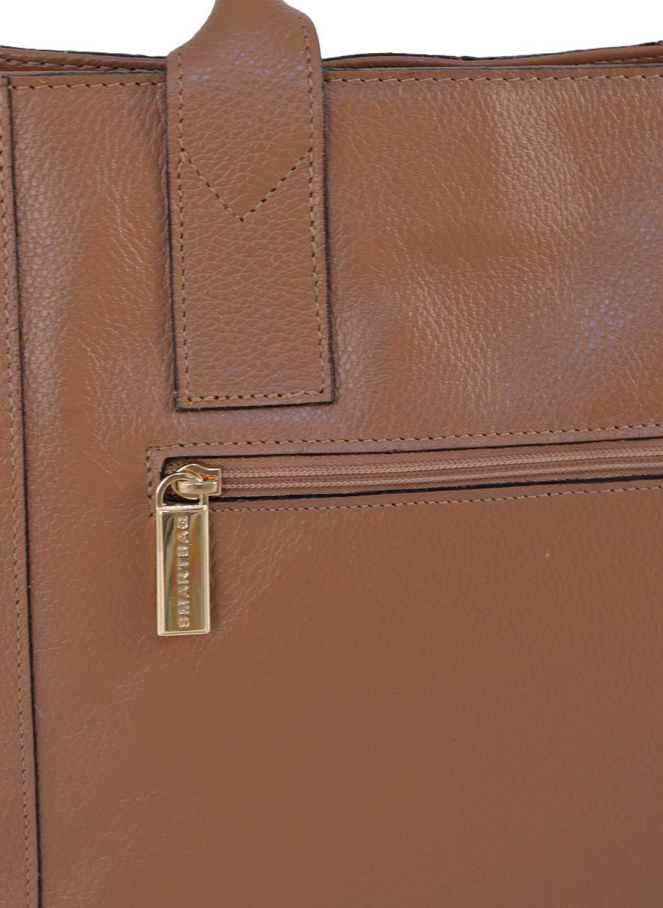 Bolsa Grande de Couro Caramelo Smartbag - Foto 3
