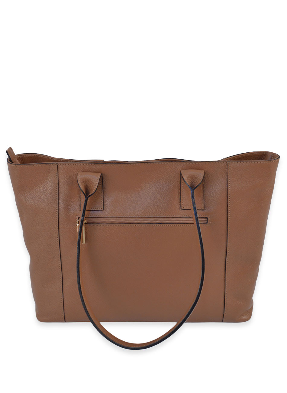 Bolsa Grande de Couro Caramelo Smartbag - Foto 4