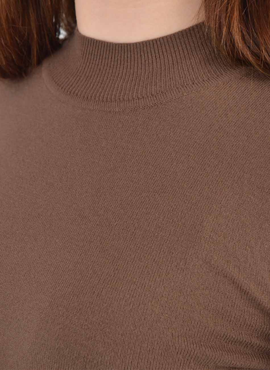 Blusa B�sica Promo Alpelo Marrom Tiramissu Gola Alta - Foto 2