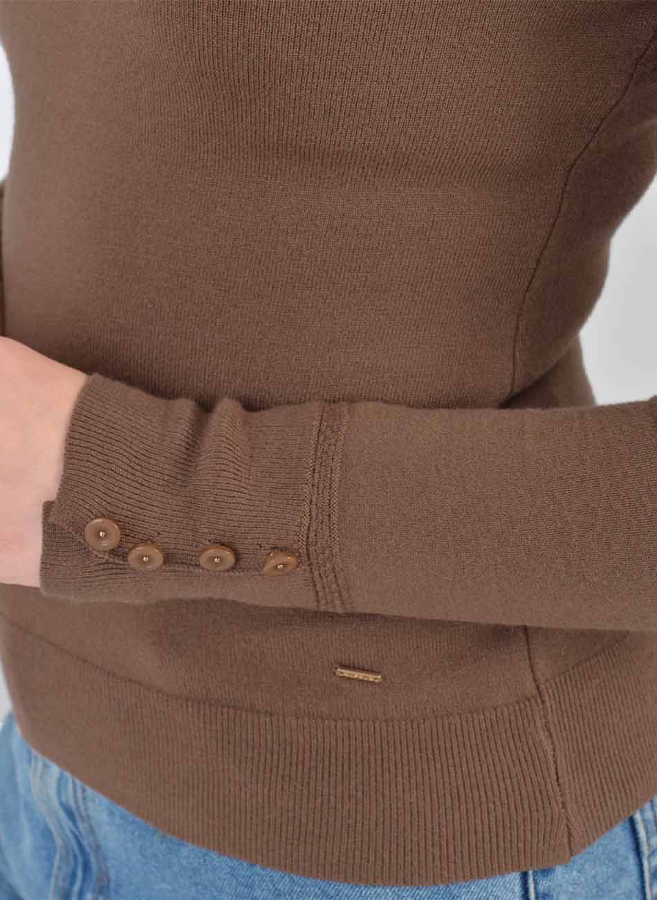 Blusa B�sica Promo Alpelo Marrom Tiramissu Gola Alta - Foto 3