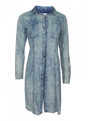 Camisa Jeans Longa com Abertura Dimy