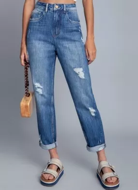 Calça Jeans Destroyed Mom Lez a Lez
