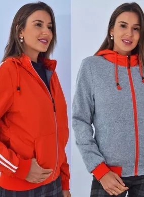 Jaqueta Bomber Reversível Safira Fashion Laranja - Foto 1