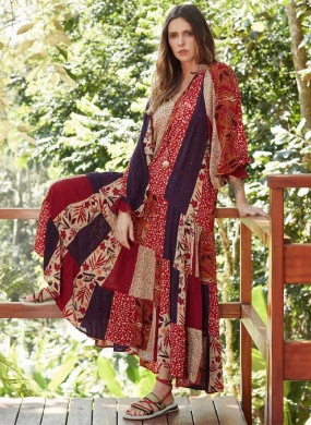 Vestido Amplo Midi Tribos Cant�o - Foto 4