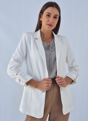 Blazer Sem Fechamento Donna Ritz Cor Off White - Foto 3