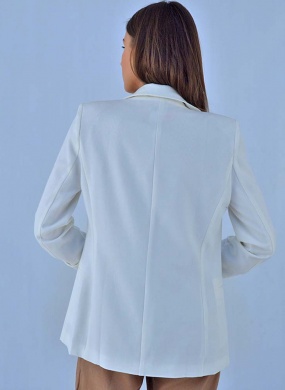 Blazer Sem Fechamento Donna Ritz Cor Off White - Foto 5