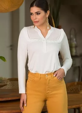 Blusa Viscolycra Detalhe Crepe Gatos e Atos - Foto 2