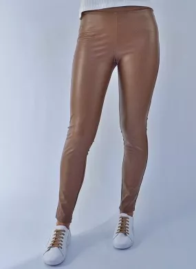 Legging Couro Fake Gatos e Atos Caramelo - Foto 1