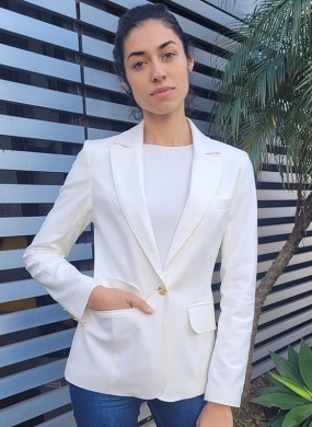 Blazer Alfaiataria Sarja Trappiche Cor Off White - Foto 2