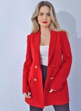 Blazer Vermelho Alongado Alfaiataria Malise - Foto 1