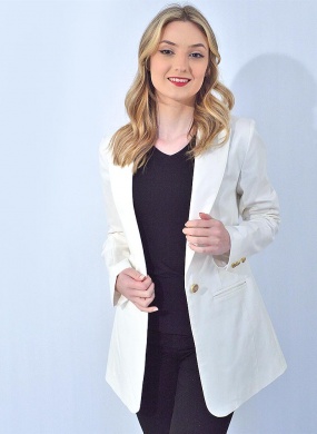 Blazer Alongado Sarja Trappiche Off White - Foto 1