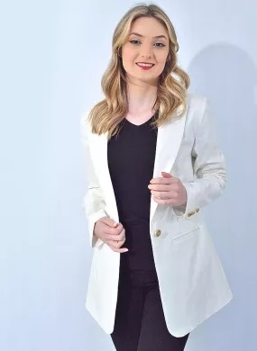 Blazer Alongado Sarja Trappiche Off White - Foto 1